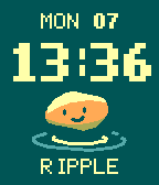 Pond on Pebble Time with ripples and Ripple status.